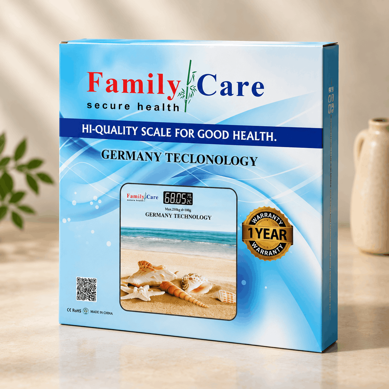 Family Care Digital Glass Body Weight Scale | 210kg Electronic Bathroom Scale | High Precision LCD Weight Machine | 1 Year Warranty 2