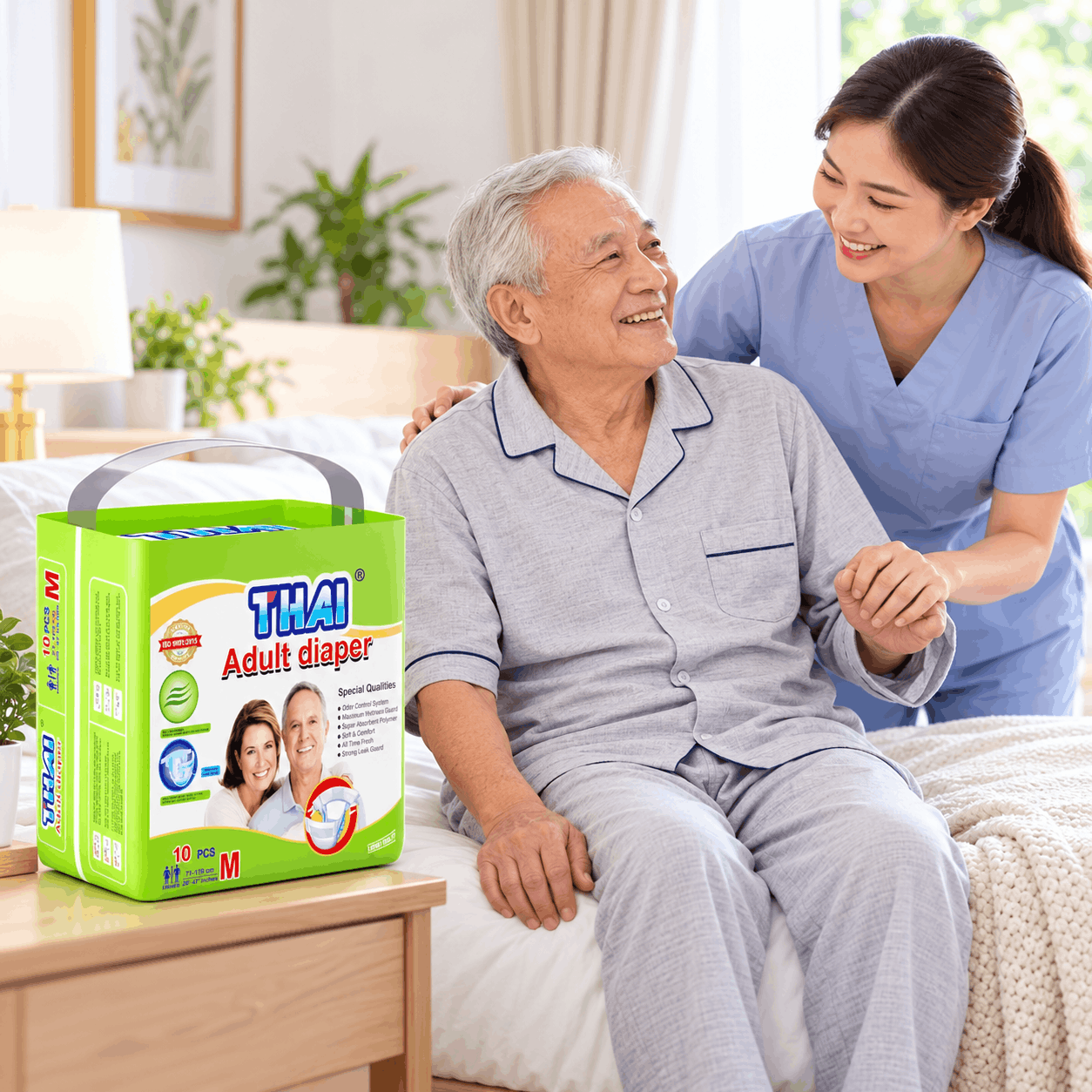 Thai Adult Diaper Belt System Medium (M) 10’s Pack – 28–47 Inch Unisex Adult Incontinence Diaper 4