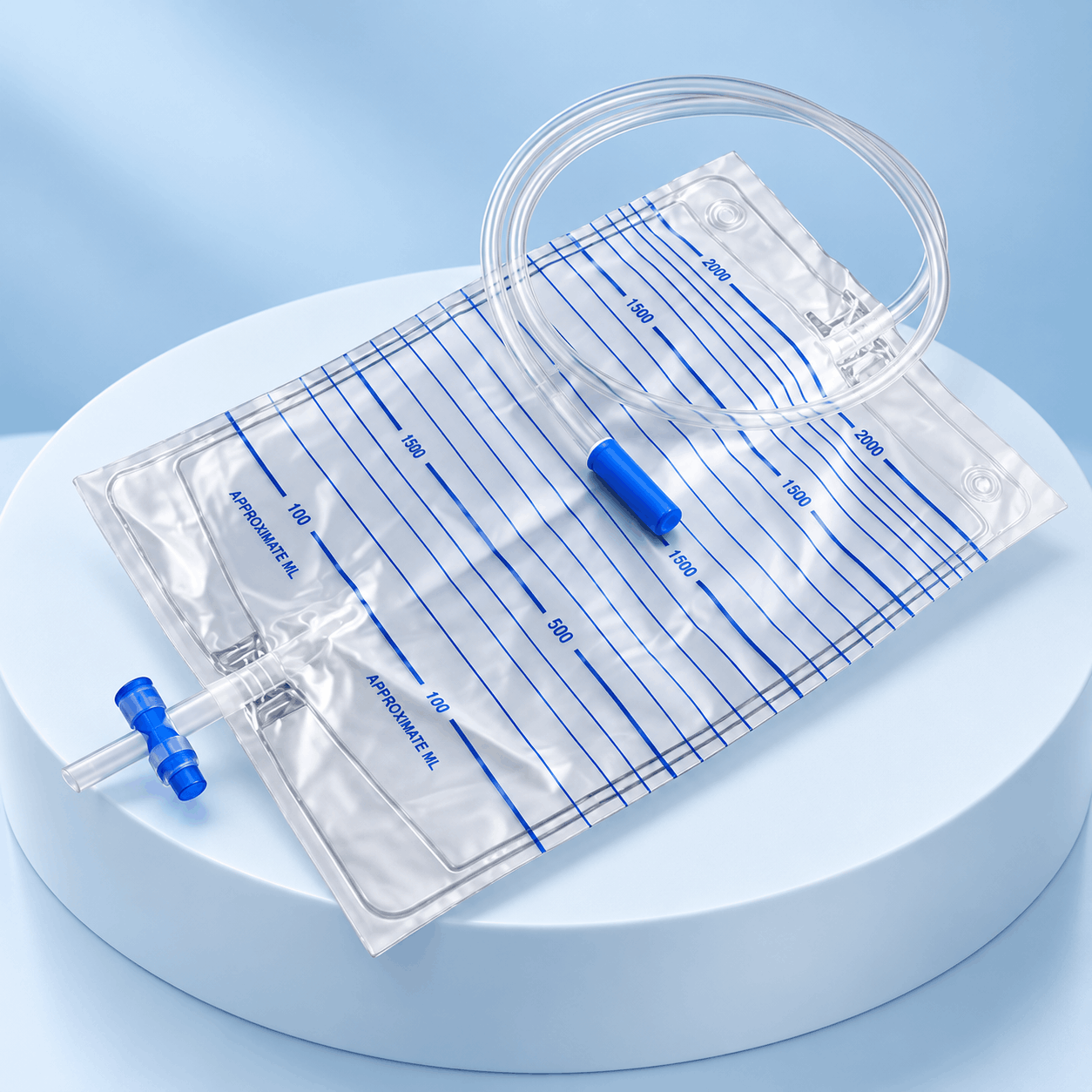 Urine Bag with T Valve (Cross Valve) 2000ml – Medical Grade PVC Urinary Drainage Bag with 90cm Tube 2