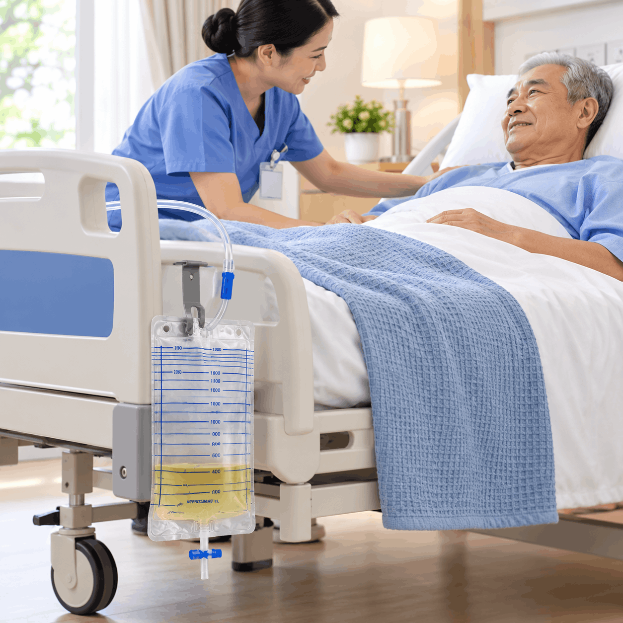 Urine Bag with T Valve (Cross Valve) 2000ml – Medical Grade PVC Urinary Drainage Bag with 90cm Tube 4