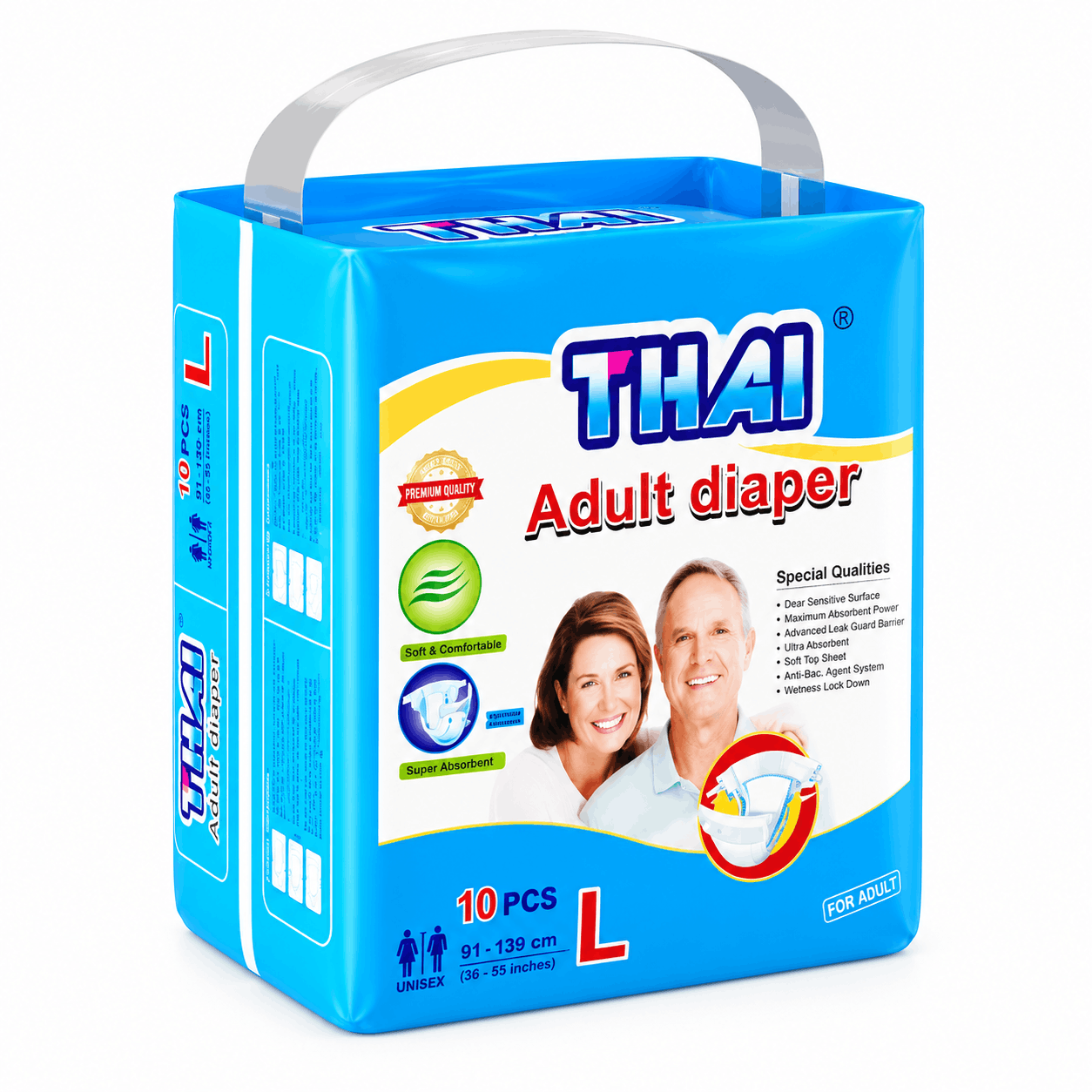 Thai Adult Diaper Belt System-L 10’s Pack – Large Unisex Adult Incontinence Diaper for Elderly & Patient Care